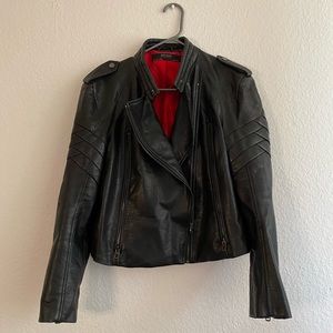 Faux leather motor jacket